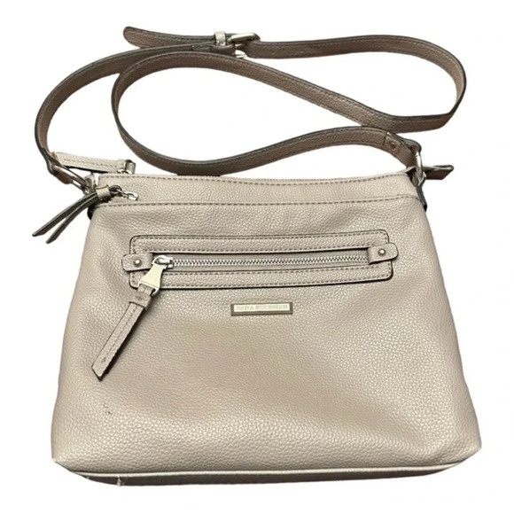 Dana Buchman Handbags - Grey/Beige Dana Bachman Crossbody Purse - Gently Used